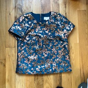 NWT J. Crew Collection Blue Cherry Blossom Jacquard Top